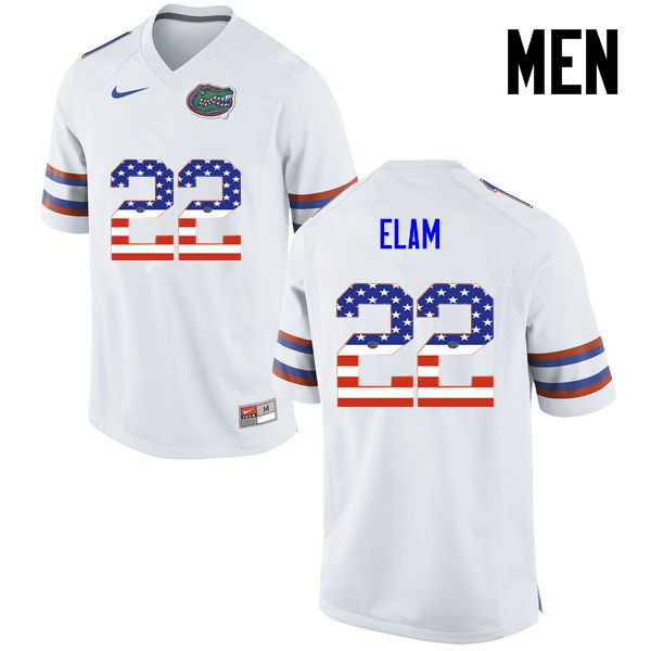 Florida Gators Men #22 Matt Elam College Football USA Flag Fashion White